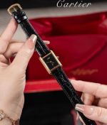 Cartier Tank Watch Ladies Must De 23*30MM Cowhide Leather Watch Strap Black Watch